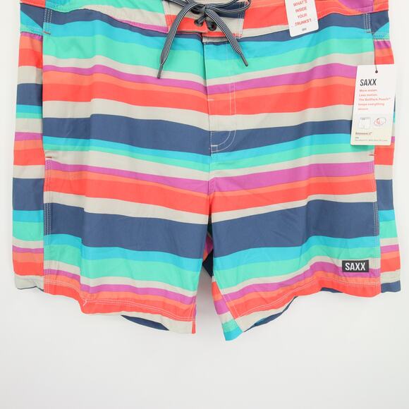 SAXX Betawave Swim Trunks Multicolor Striped Board Shorts Quick Dry Size 38 NWT - Picture 4 of 15